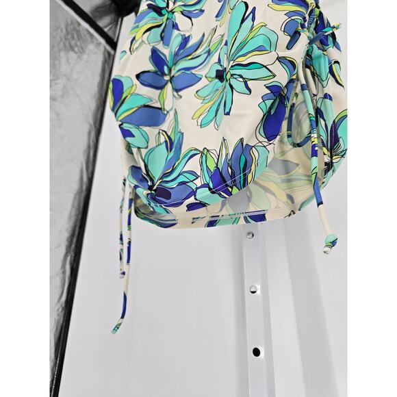 Croft & Barrow Womens Sz 18W Swimsuit Tankini Top Bright Floral Print Blue Green - Picture 7 of 7